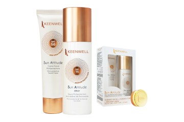 Набор солнцезащитных средств Keenwell Sun set - Multi-Protective facial cream SPF50 + multi-protective & tan booster sun water SPF15