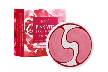 Осветляющие патчи для глаз на основе эссенции розовой воды Petitfee Pink Vita Brightening Eye Mask