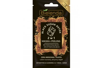 Нормализующая пилинг маска для лица Bielenda Black Sugar Detox 2 in 1 Mask & Scrab
