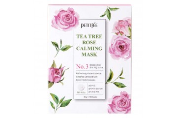 Набор успокаивающих масок для лица с экстрактом чайного дерева и розы Petitfee Tea Tree Rose Calming Mask 10 шт.