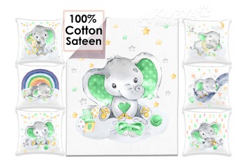 Набор сатиновых панелей для детей Зеленый слоник