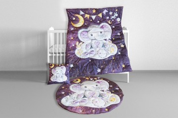 Теплый комплект постельных принадлежностей для малыша Фиолетовый слоник Kuzya Production