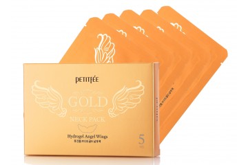 Набор гидрогелевых масок для шеи с плацентой PETITFEE Angel Wing Gold Neck Pack 5 шт.